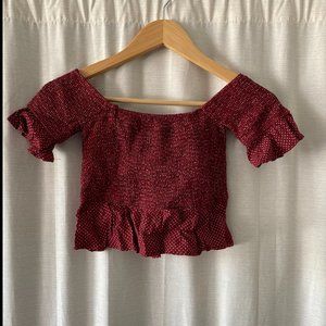 Maroon polkadot crop top